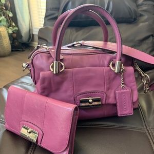 Coach Handbag - Fushia/Purple + Wallet
